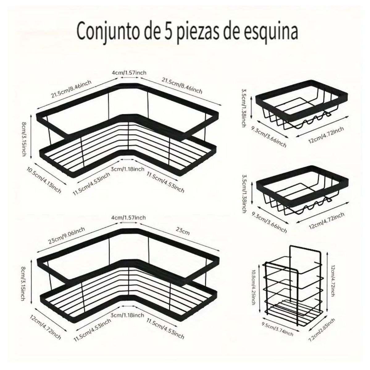 Organizador de Ducha Adhesivo sin Taladro – Set 5 Piezas