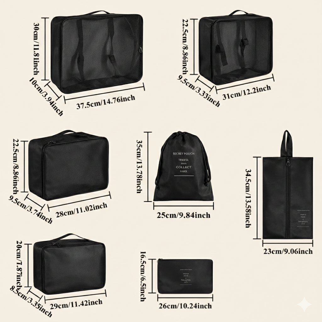 Set de 7 Organizadores de Viaje | Hâbita