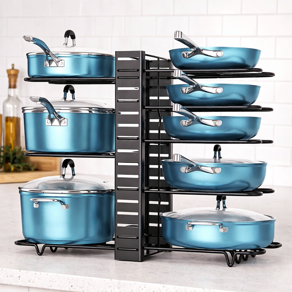 Organizador Ajustable de Ollas y Sartenes – 8 Niveles