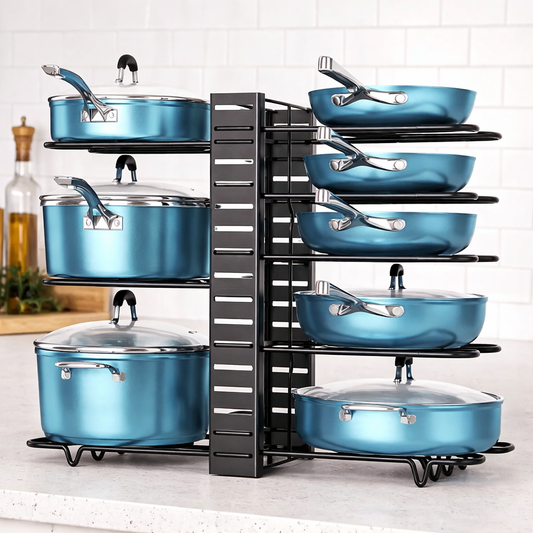 Organizador Ajustable de Ollas y Sartenes – 8 Niveles