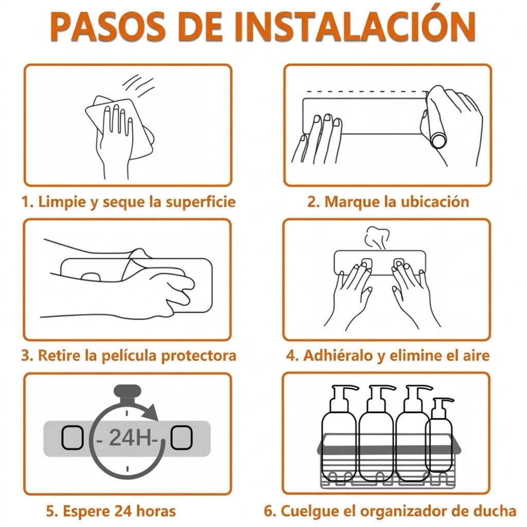 Organizador de Ducha Adhesivo sin Taladro – Set 5 Piezas