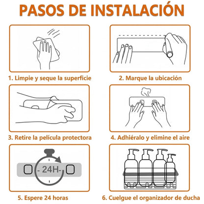 Organizador de Ducha Adhesivo sin Taladro – Set 5 Piezas